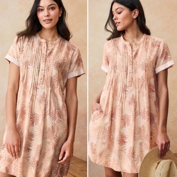 Faherty Gemina Linen Orange Palm Print Mini Dress XS - Picture 1 of 10